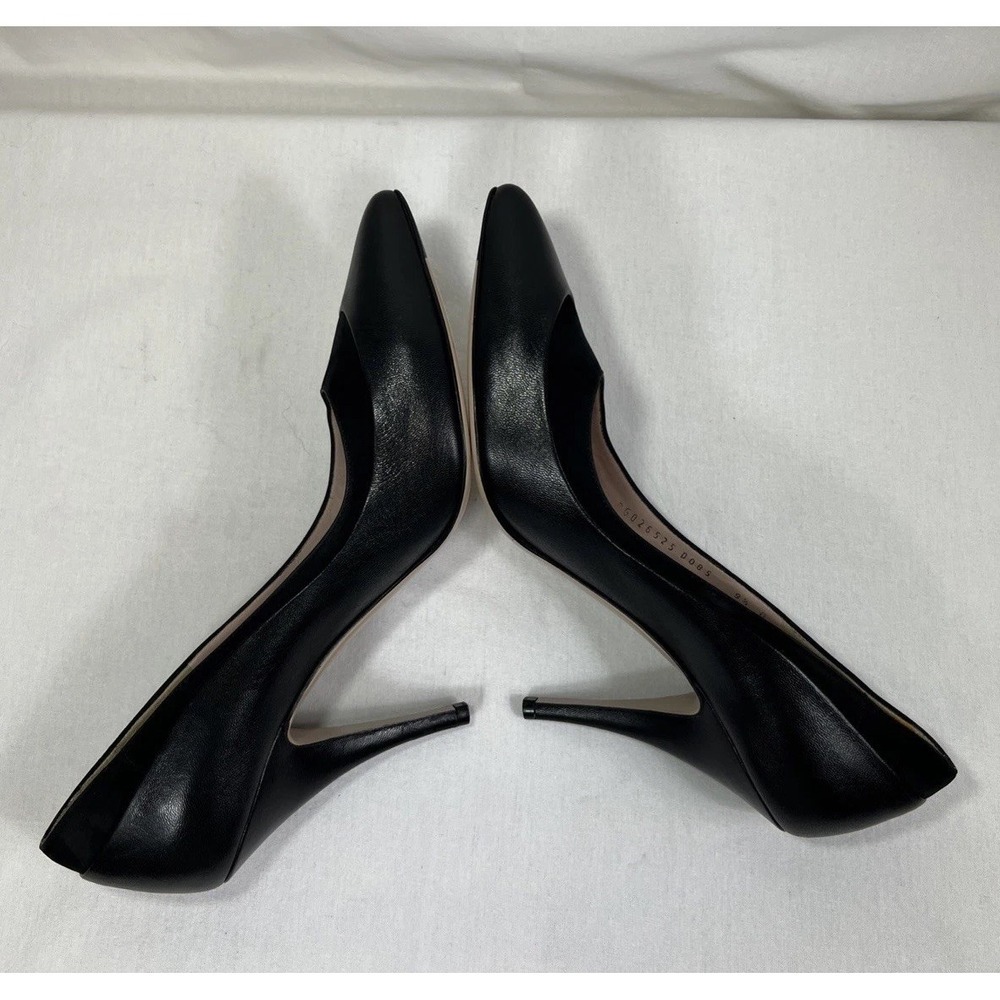 Salvatore Ferragamo Pumps Black Suede-Trimmed Leather Pointed Toe Heels- US 9.5 - Picture 4 of 9